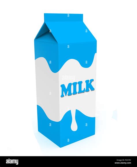 Blue And White Milk Carton Box Isolated On A White Background Stock