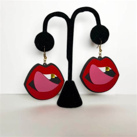 Sexy Red Lips Statement Earrings Etsy