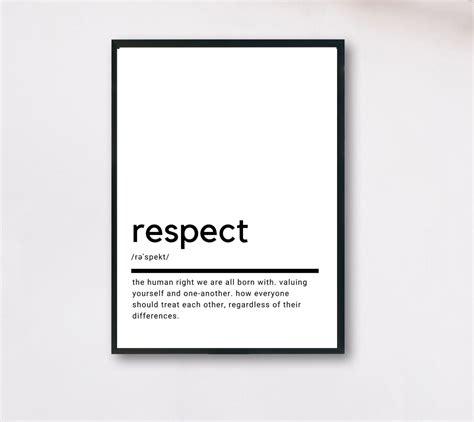 Respect Definition Printable Wall Art Respect Poster Etsy Canada