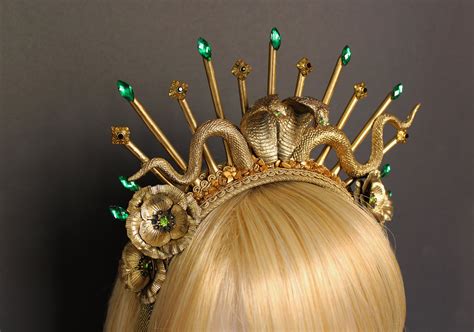 Medusa Crown Gold Gothic Snake Crown Medusa Headpiece Goddess Crown