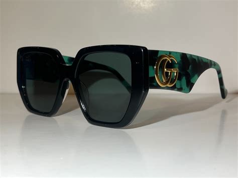 gucci sunglasses gg0956s 001 black gold green lens square woman authentic 889652341026 ebay