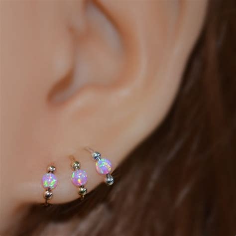 3mm Opal Nose Ring Silver Nose Hoop Tragus Earring Etsy