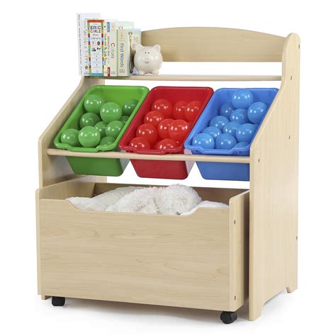 Humble Crew 3 Tier Toddler Storage Unit With Rollout Toy Box