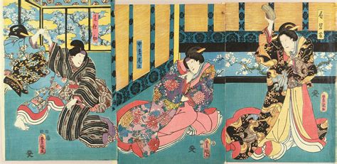 utagawa kunisada a scene of a kabuki performance triptych 1852 hara shobō ukiyo e search