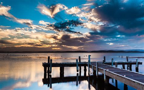 Architecture Dock Pier Wood Lakes Landscapes Sunset Sunrise Sky