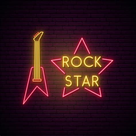 Enseigne Au Néon De Musique Rock Vecteur Premium