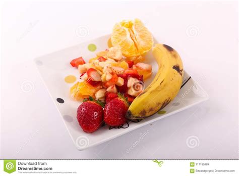 Mixed Fruits Salad With Banana Stock Image Image Of Diet Modern