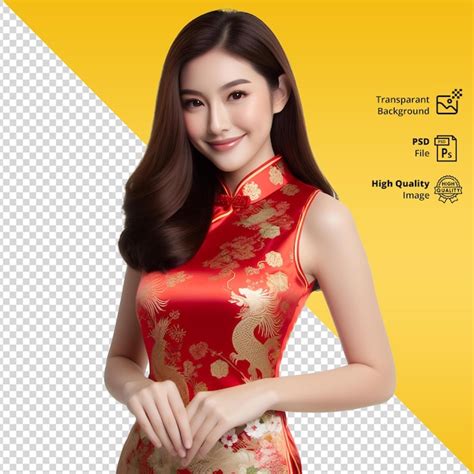 premium psd asian woman dressed for chinese new year beautiful woman portrait photo easy to edit