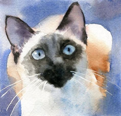 Siamese Cat Art Original Watercolor Painting Watercolor Cat Cat