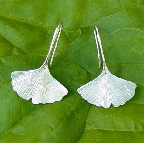 Ginkgo Leaf Earrings In Sterling Silver Under 50 For Her