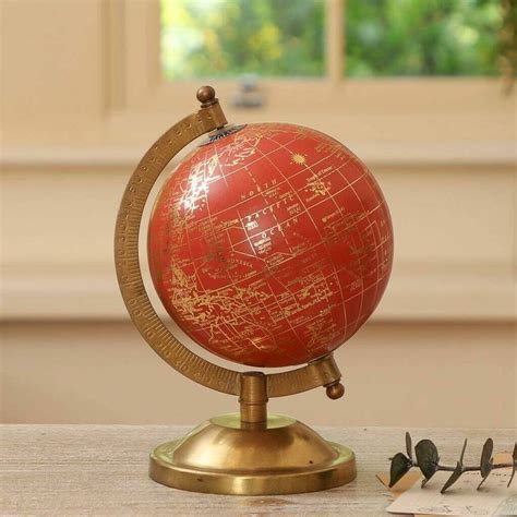Contemporary Red And Gold Desk Globe By Dibor Globe Desk Globe