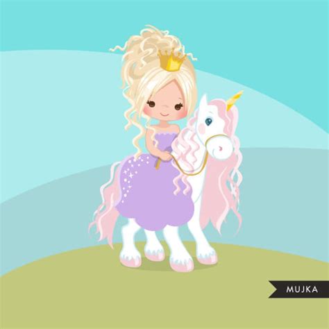 Unicorn Princess Clipart Pink Baby Unicorn And Cute Etsy