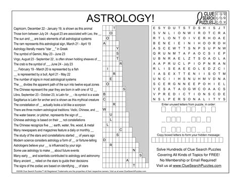 Astrology Trivia Quiz Clue Search Puzzles