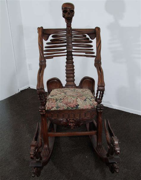 Hand Carved Momento Mori Skeleton Rocking Chair At 1stdibs Skeleton