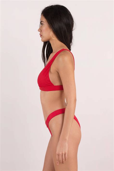 Tobi Bikinis Womens Mutual Attraction Red Ribbed Bikini Bottom Red ⋆ Theipodteacher