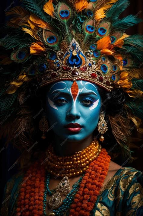 Premium Ai Image A Woman With Blue Face Paint And The Blue Paint Of