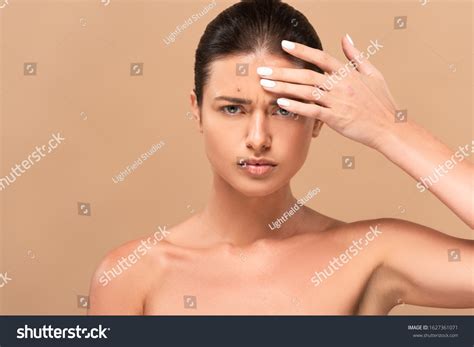 Naked Woman Pimple On Face Touching 스톡 사진 1627361071 Shutterstock