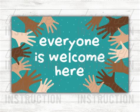 Everyone Is Welcome Here Poster Classroom Posters Classroom Etsy