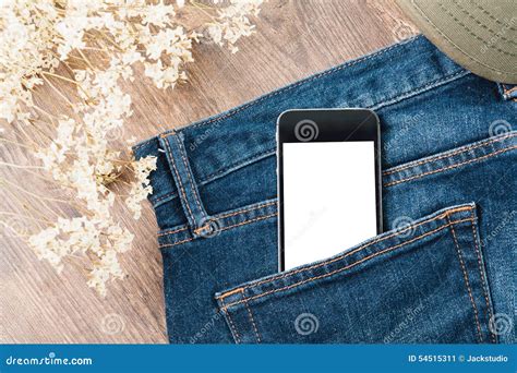 Smart Phone In Your Pocket Blue Jeans Stock Image Image Of Hand