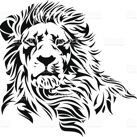 A Lion Head In Black And White Lion Stencil Tribal Lion Lion Art