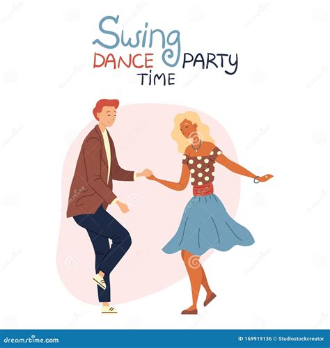 Swing Dance Party Time Concept Isolated On The White Background Young