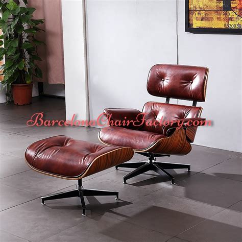 Eames Style Lounge Chair And Ottoman In Aniline Leather