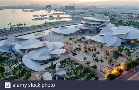 Sunrise Ariel View Qatar National Museum Stock Photo Alamy