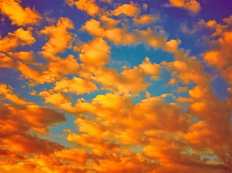 Orange Clouds In A Blue Sky During Sunset Fine Art Etsy