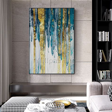 Gold Art Abstract Acrylic Paintings On Canvas Framed Wall Art Etsy