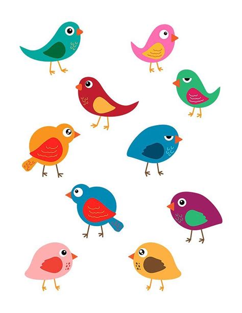 10 Colorful Birds Vector Clip Art Clip Art Cute Birds Bird Clipart