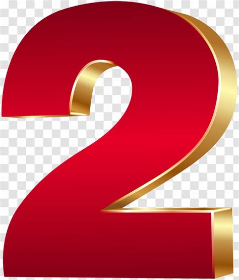 Number 3d Computer Graphics Clip Art Red Two Gold Image Transparent Png