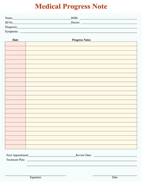 Printable Blank Progress Note Template Customize And Print