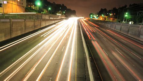 Time Lapse Shot Of Busy Chicago City Highway As Traffic Streaks By