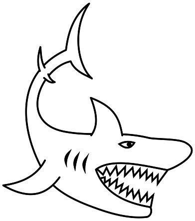 A Great Shark With Open Jaw And Sharp Teeth For Coloring Stock Illustration - Download Image Now