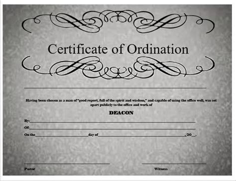 Deacon Ordination Certificate Template