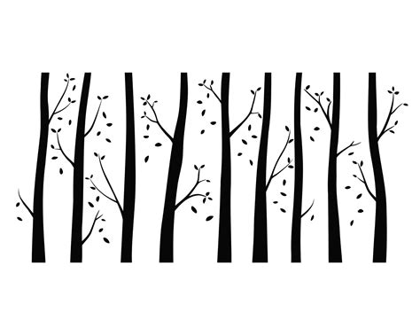 Tree Trunk Silhouettes Transparent Background Svg Png Etsy