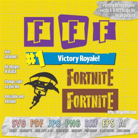 Fortnite Victory Royale And Paratrooper Sticker Svg Cut Files