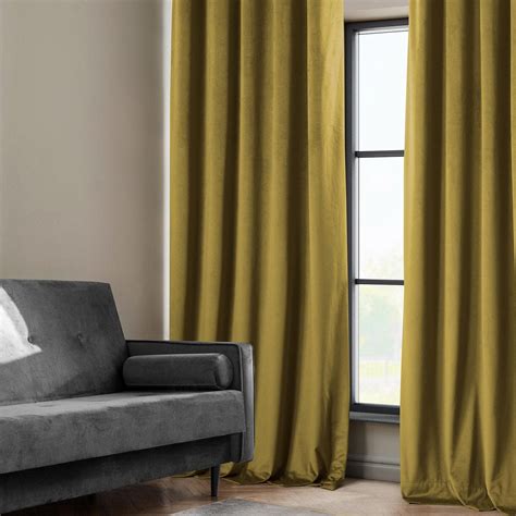 Peat Green Heritage Plush Velvet Custom Curtain