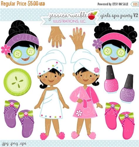 Sale Girls Spa Party V2 Cute Digital Clipart Commercial Use Ok Spa