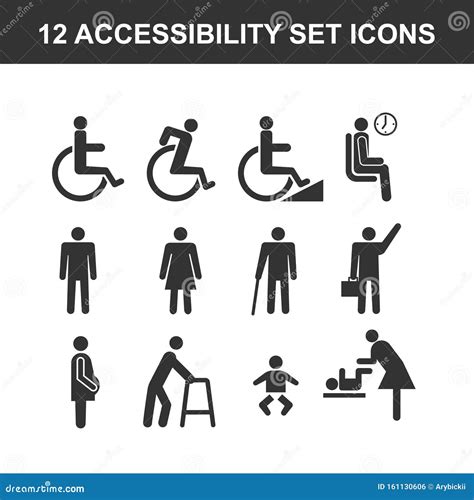 Set Of Accessibility Icons Stock Vector Illustration Of Pictogram