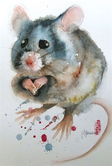 Another Mouse Watercolor ~ Marie Helene Stokkink Watercolor Animals