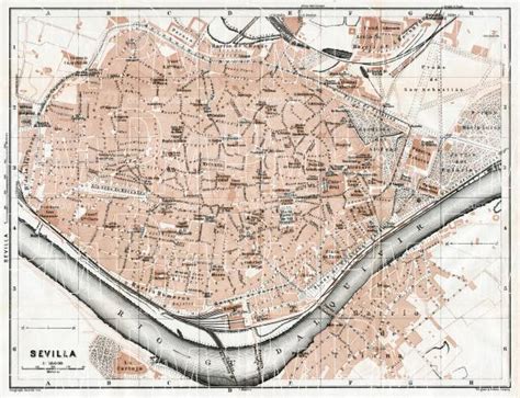Old Map Of Seville Sevilla In 1913 Buy Vintage Map Replica Poster