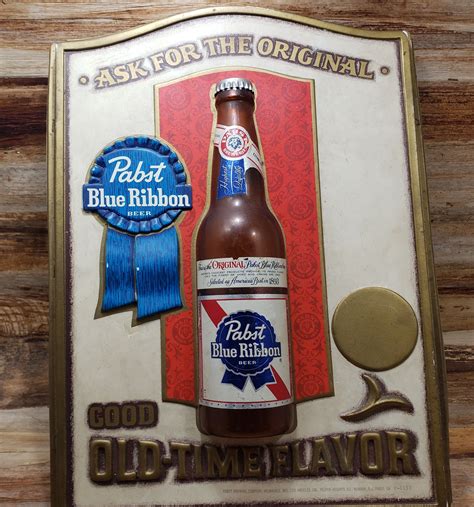 Vintage Pabst Blue Ribbon Beer Sign 1970s Vintage Beer Sign Etsy
