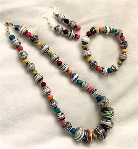 Paper Bead Necklace Set Etsy