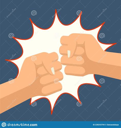 Two Fists Punching Each Other Flat Style Pattern Fist Bump