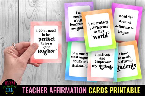 Printable Teacher Affirmation Cards Grafika Przez Happy Printables Club