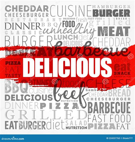 Delicious Word Cloud Collage Fast Food Concept Background Stock