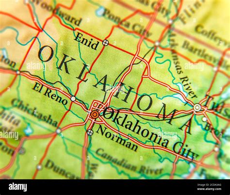 Geographic Map Of Us State Oklahoma Stock Photo Alamy