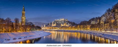 Panoramic View Historic City Salzburg Salzach Stock Fotografie