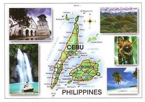 The World Thru Postcards Island Provinces Of Cebu And Bohol Map Postcard